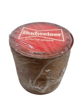 50 Vintage Budweiser "King of Beers" 4 Inch Round Double-Sided Bar Coasters